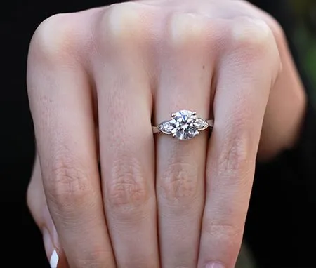 Hibiscus - Round Moissanite Engagement Ring