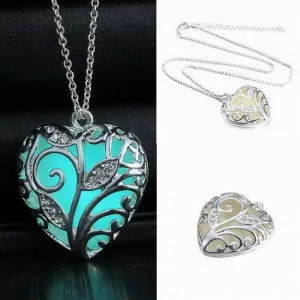 Hollow Silver Color Glow In The Dark Pendant Necklaces