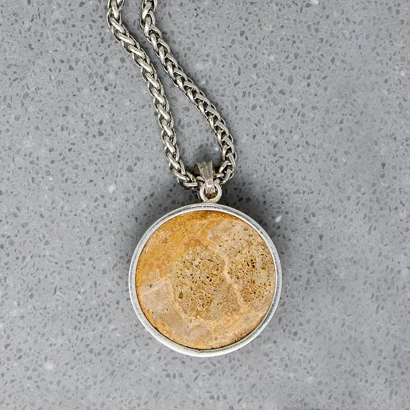 Honey-Colored Petrified Sand Dollar Pendant