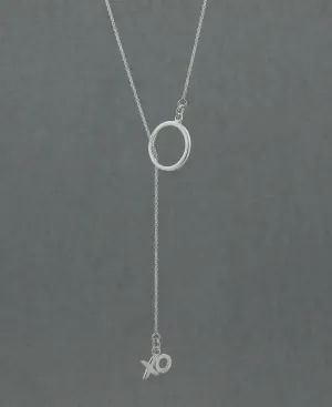 Hugs and Kisses Lariat Necklace, Sterling Silver