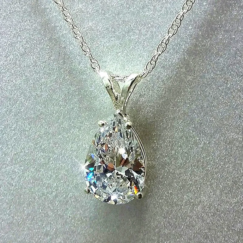 Huitan Water Drop Cubic Zirconia Crystal Women's Necklace Simple and