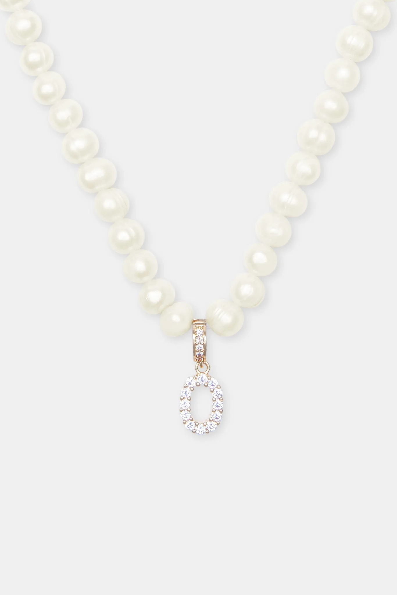 Iced Initial Clip On Pendant   6mm Pearl Chain