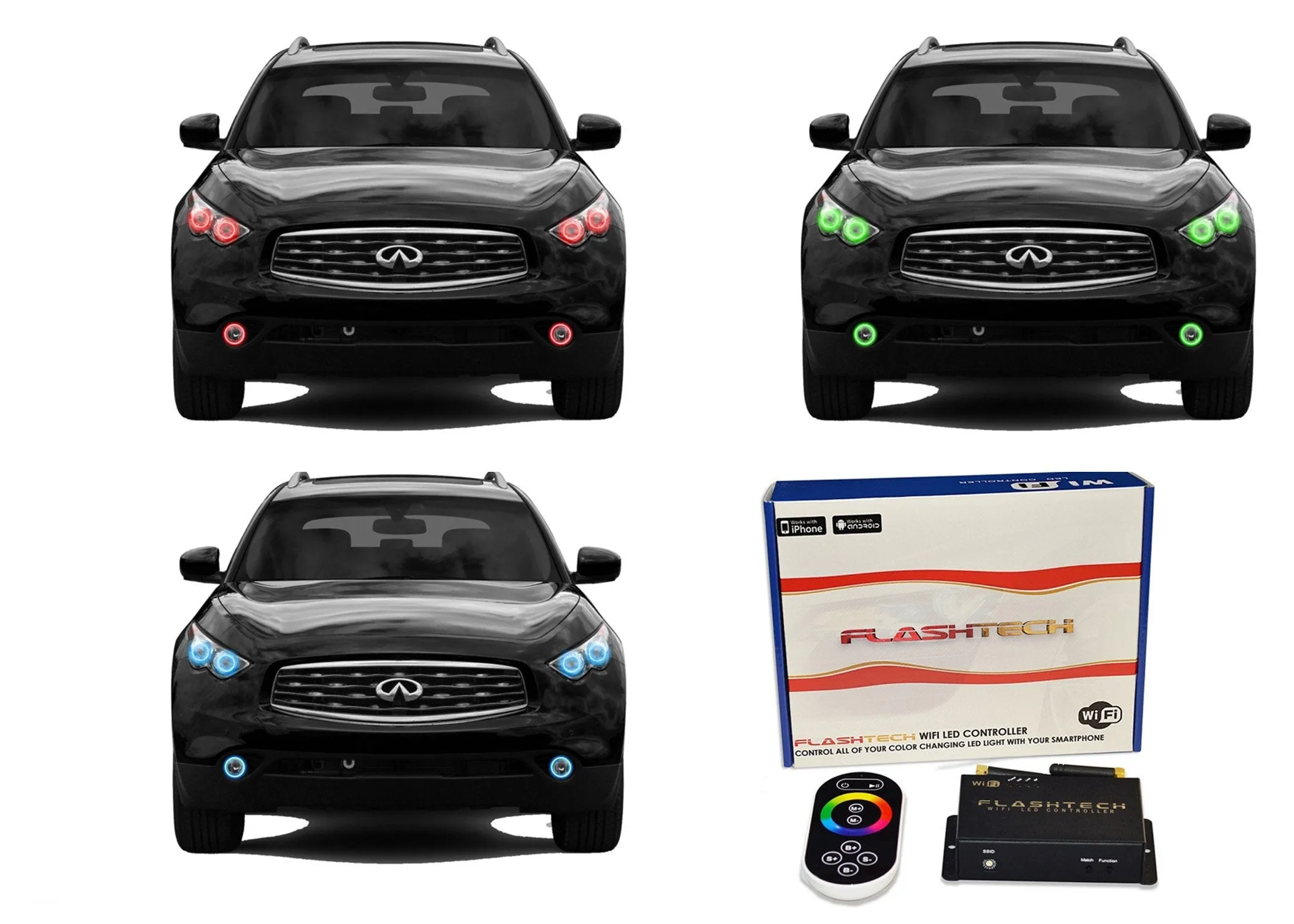 Infiniti FX50 V.3 Fusion Color Change LED Halo Headlight and Fog Light Kit 2009-2012