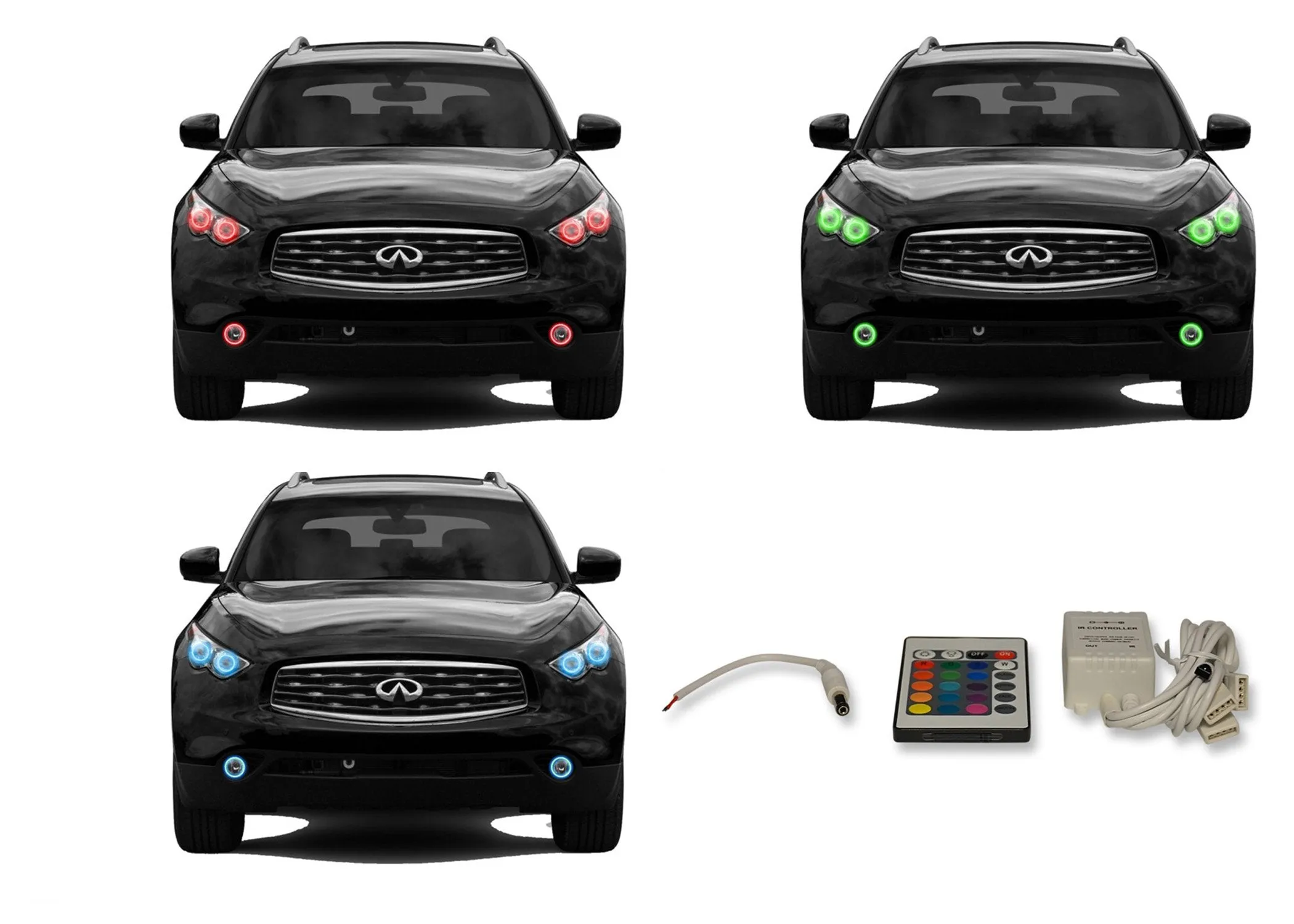 Infiniti FX50 V.3 Fusion Color Change LED Halo Headlight and Fog Light Kit 2009-2012