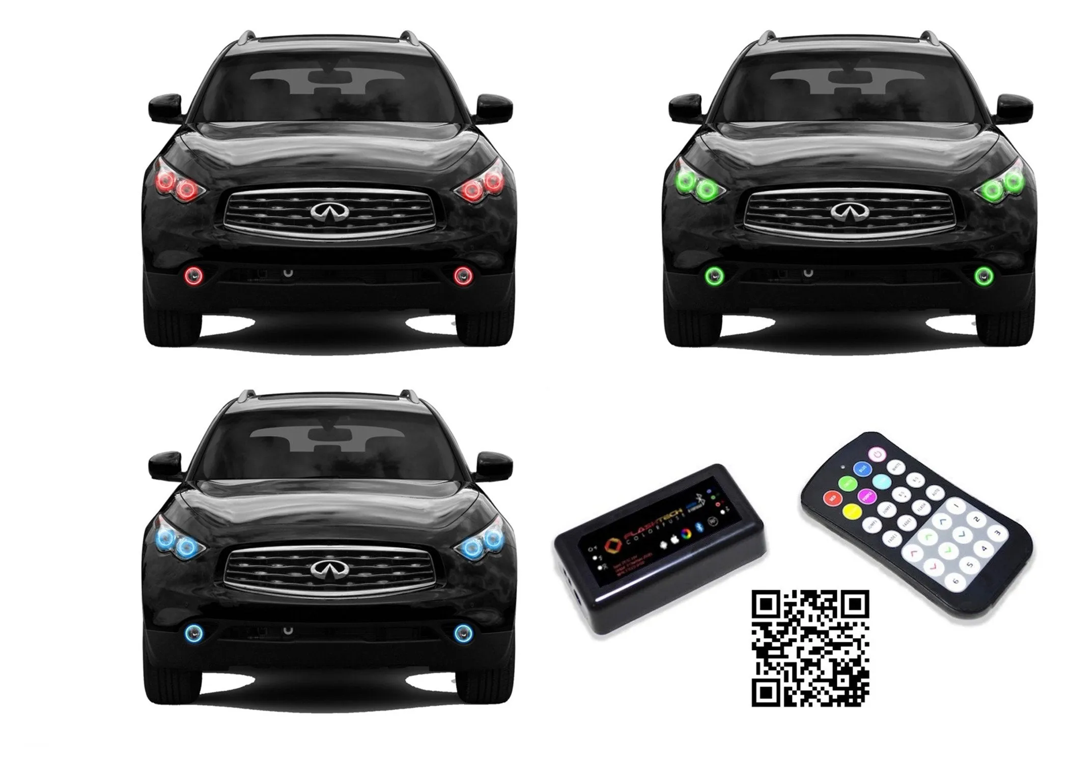 Infiniti FX50 V.3 Fusion Color Change LED Halo Headlight and Fog Light Kit 2009-2012