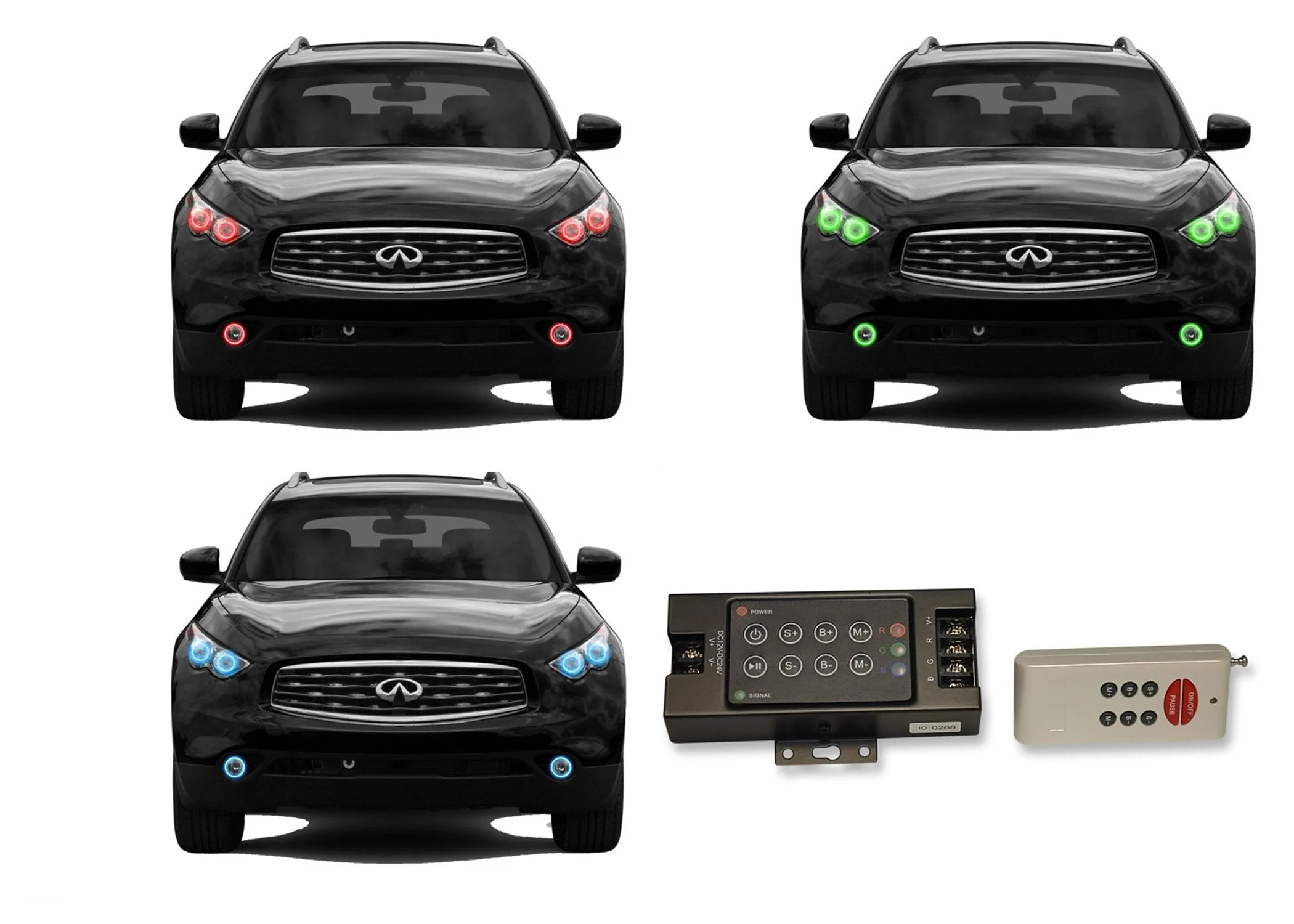 Infiniti FX50 V.3 Fusion Color Change LED Halo Headlight and Fog Light Kit 2009-2012