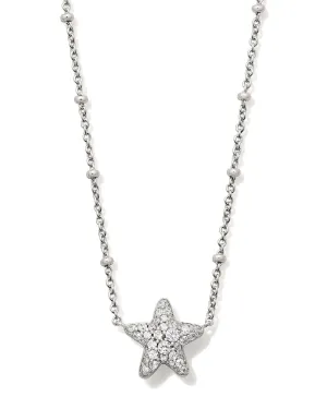Jae Star Pave Pendant Necklace Silver White Crystal