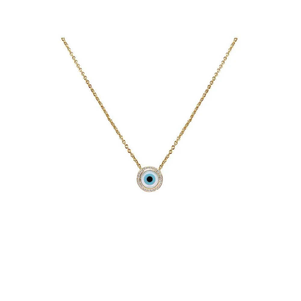 Kaj Fine Jewellery Evil Eye Diamond Chain Pendant in 14KT Yellow Gold