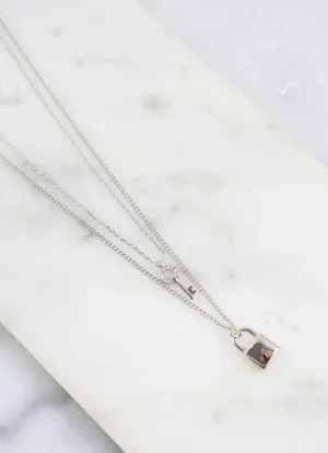 Layered Lock and Key Necklace