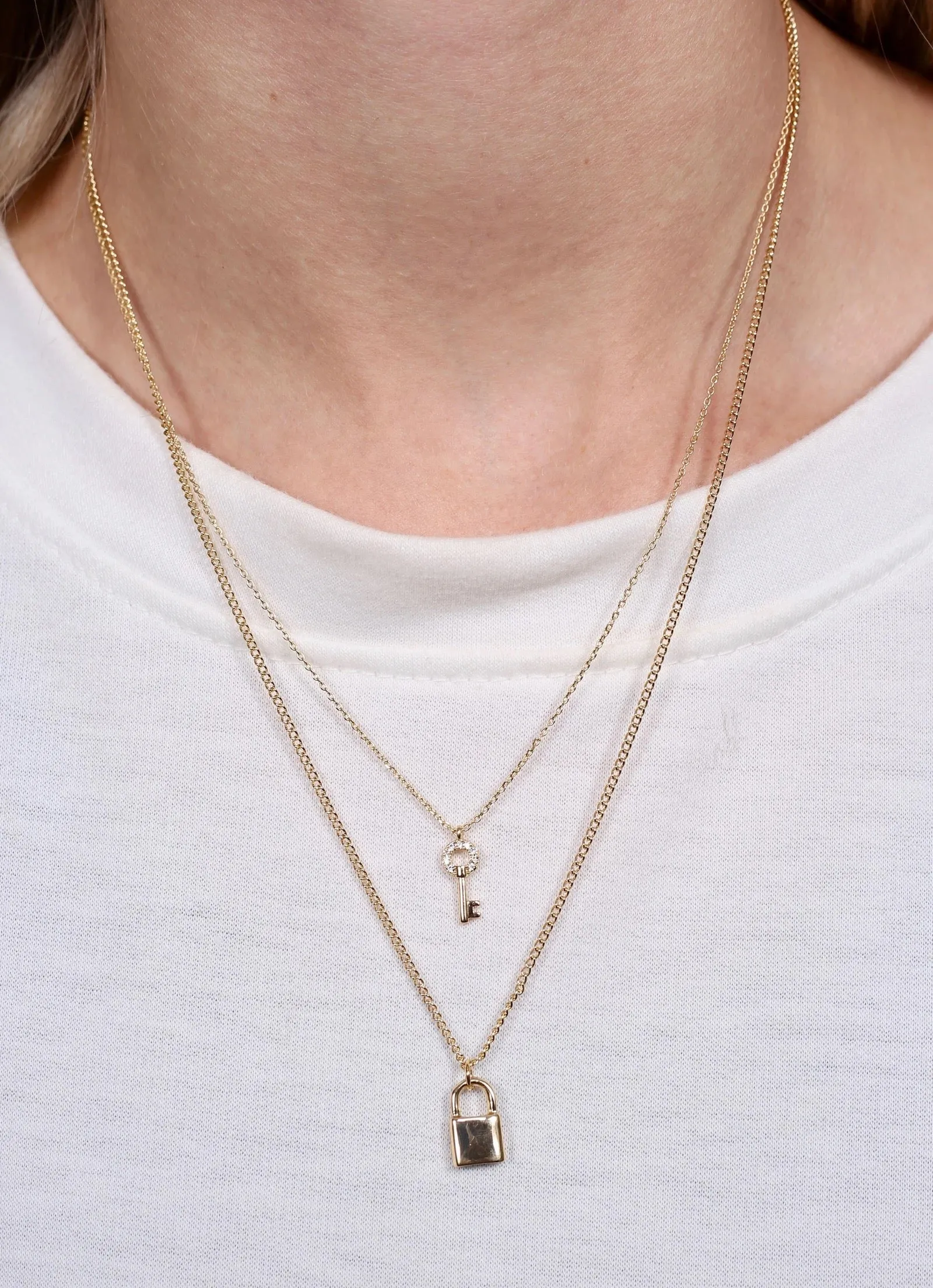 Layered Lock and Key Necklace