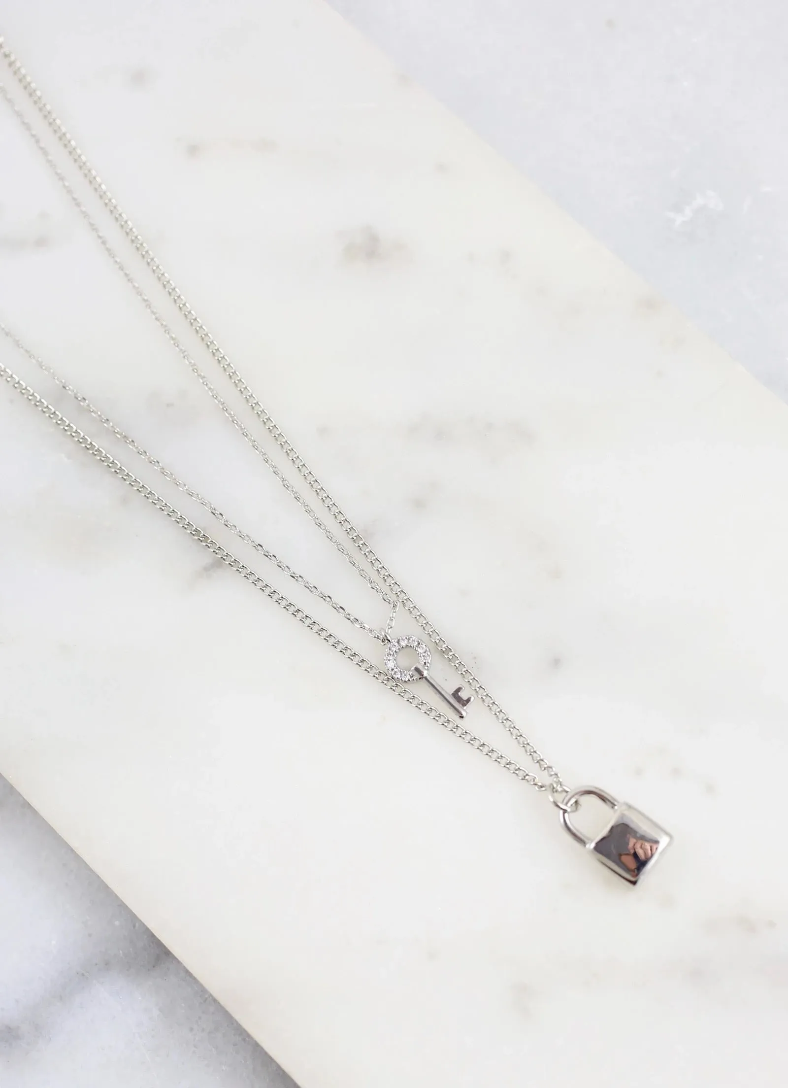 Layered Lock and Key Necklace