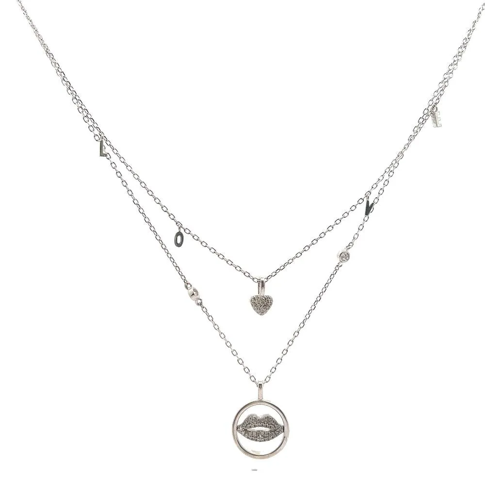 Layered Love and Lips Necklace