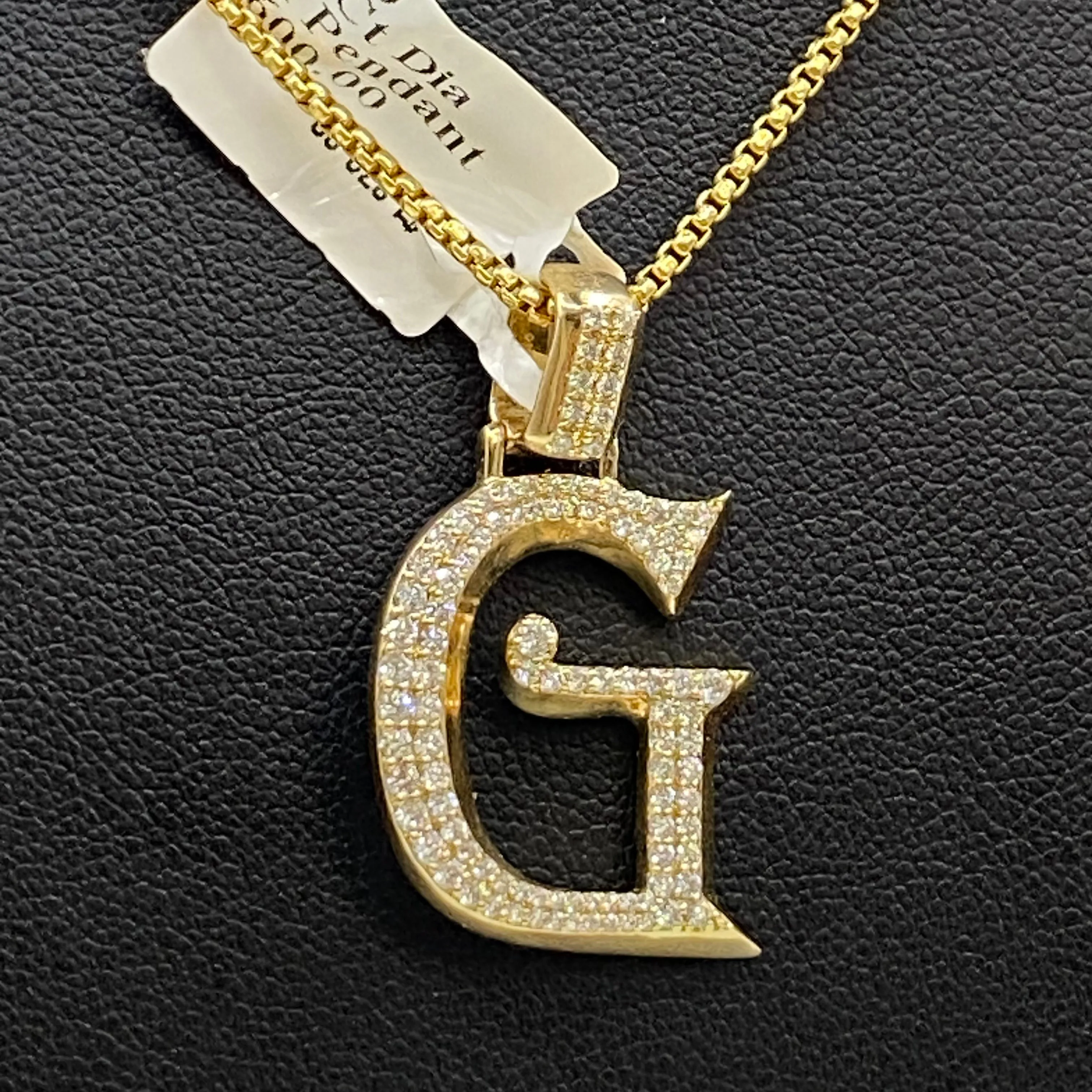 Letter G Pendant 14K Yellow Gold With Diamond / 7gr