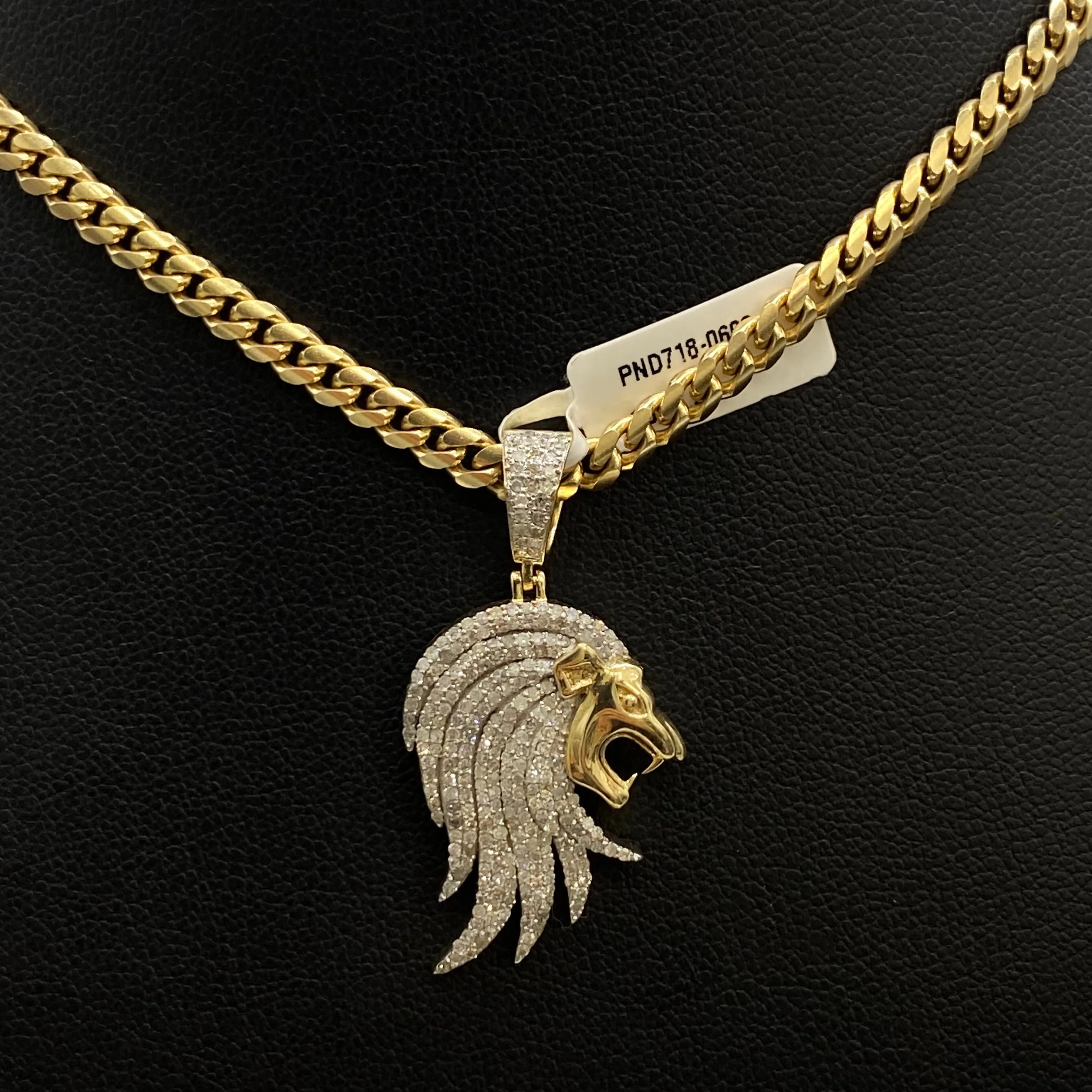 Lion Pendant 10K Yellow - White Gold With Diamond / 7.2gr