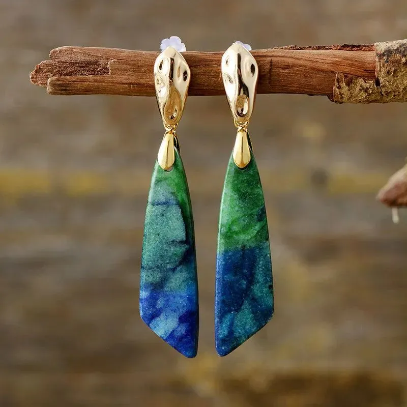 Long Stones Stud Earnings Collection
