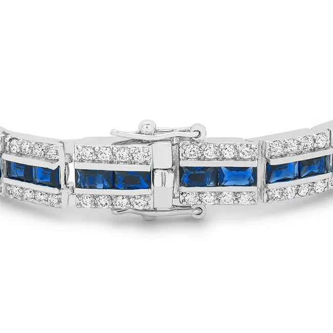 LOVCIA Balboa Blue Sparkling Cubic Zirconia Silver Bracelet
