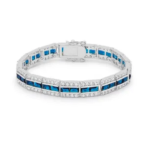 LOVCIA Balboa Blue Sparkling Cubic Zirconia Silver Bracelet