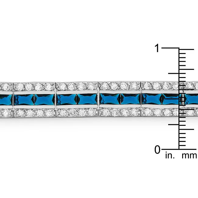 LOVCIA Balboa Blue Sparkling Cubic Zirconia Silver Bracelet