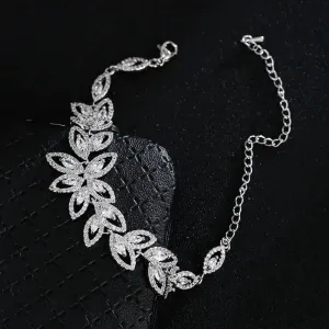 LOVCIA Floral Elegance CZ Crystal Flower Bracelet For Women