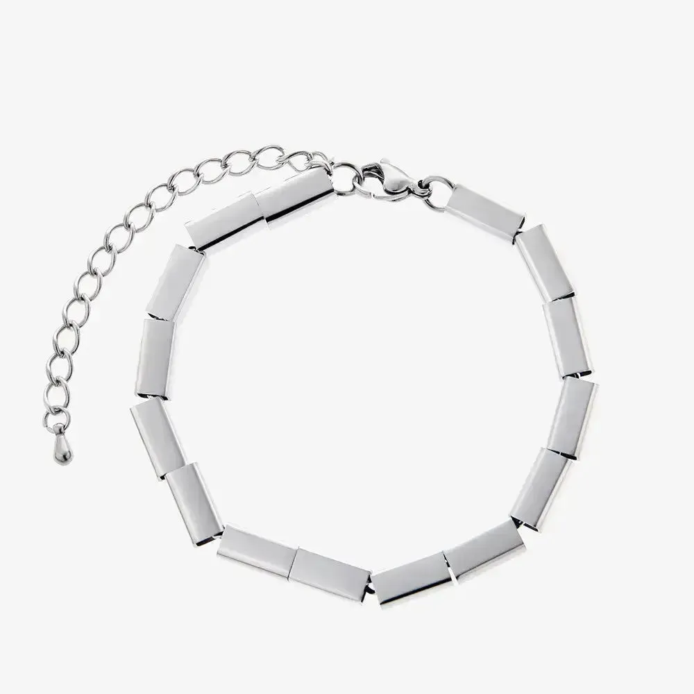 LOVCIA Luminary Square Pearl Bracelets for Men and Women - Unisex Contemporary Stacked Bracelets Design