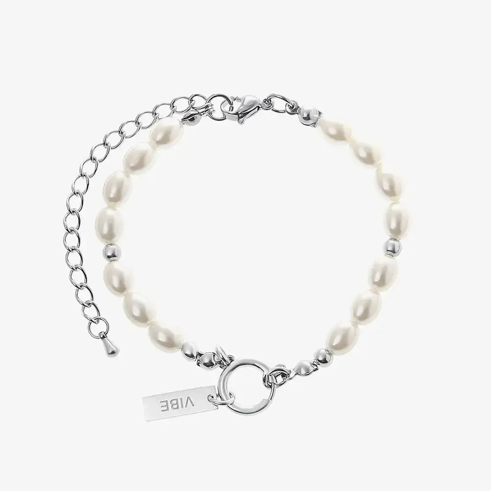 LOVCIA Luminary Square Pearl Bracelets for Men and Women - Unisex Contemporary Stacked Bracelets Design