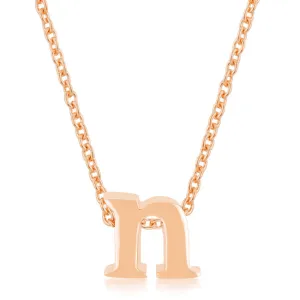 LOVCIA Personalized Rose Gold Initial Necklace with Letter N Pendant
