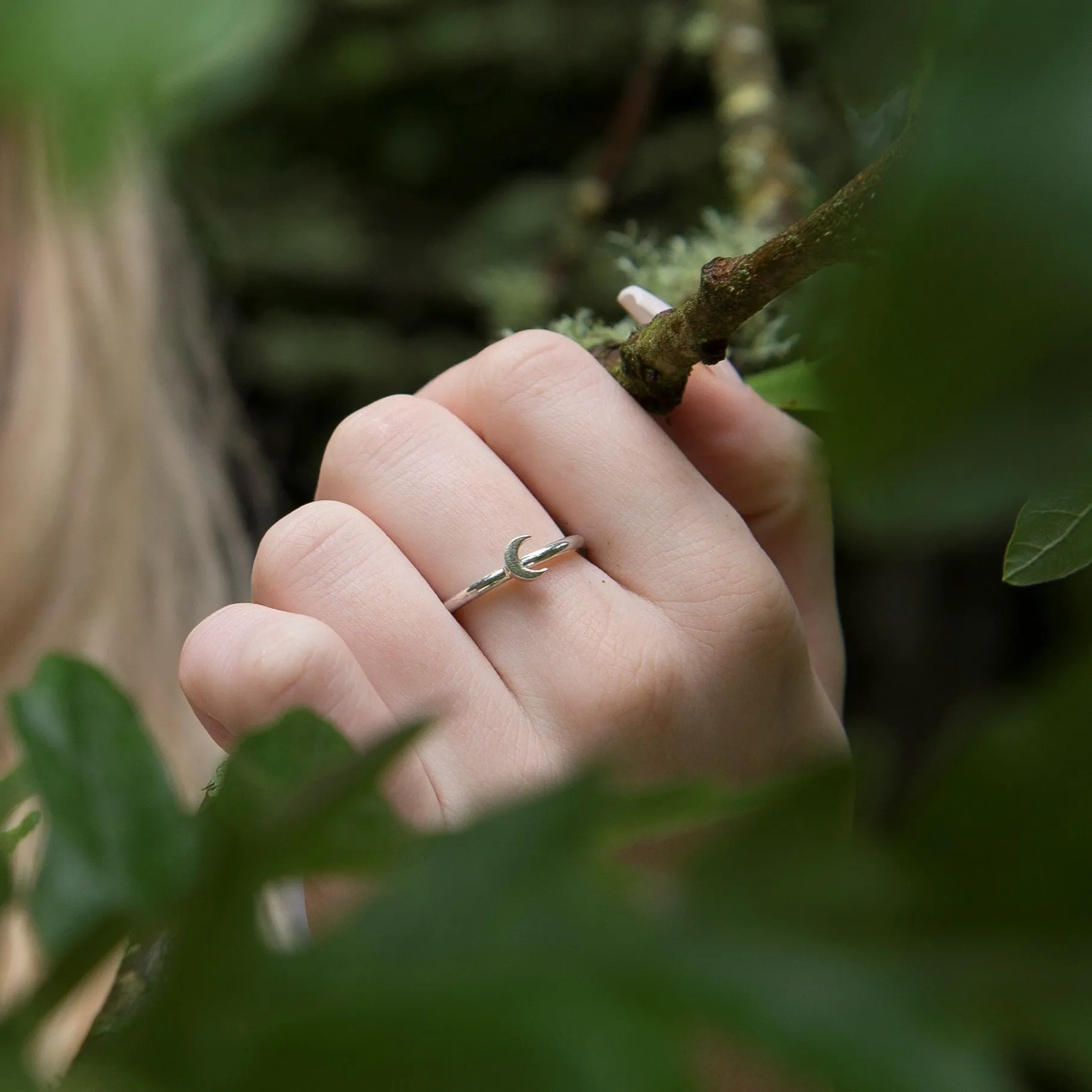 Lunar Silver and Gold Moon Ring
