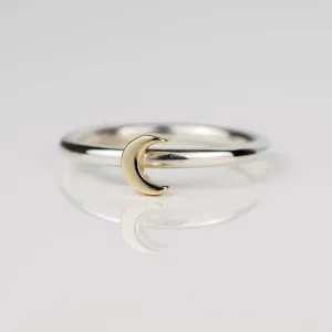 Lunar Silver and Gold Moon Ring