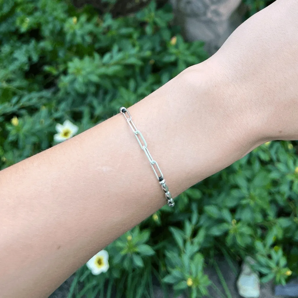Luxe Link Sterling Silver Beaded Bracelet