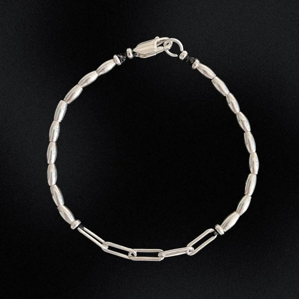 Luxe Link Sterling Silver Beaded Bracelet