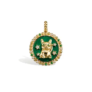 Malachite Lucky Pup Charm