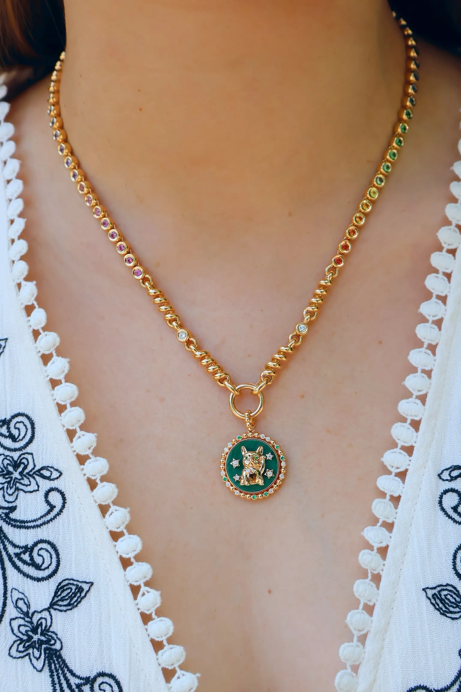 Malachite Lucky Pup Charm