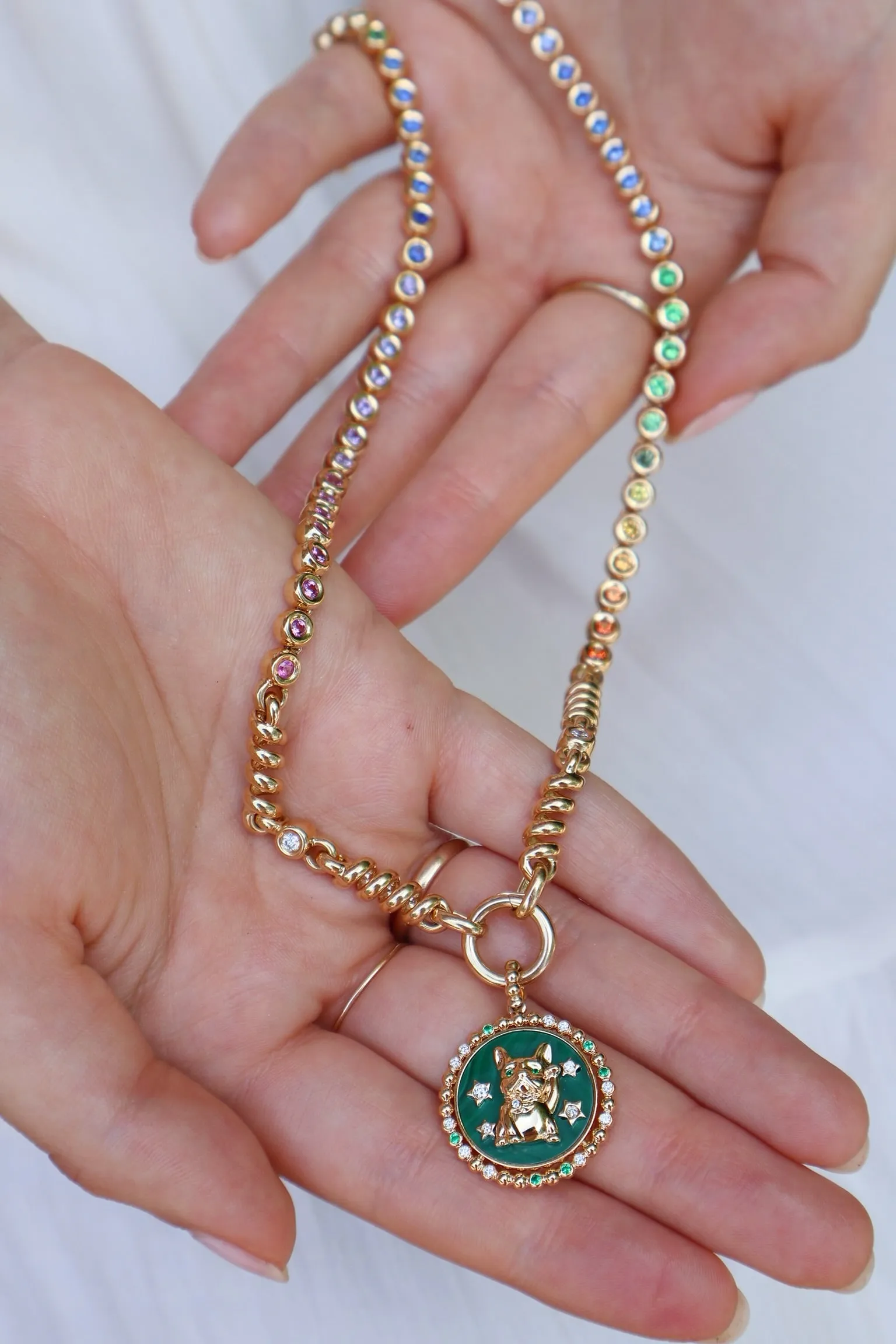 Malachite Lucky Pup Charm