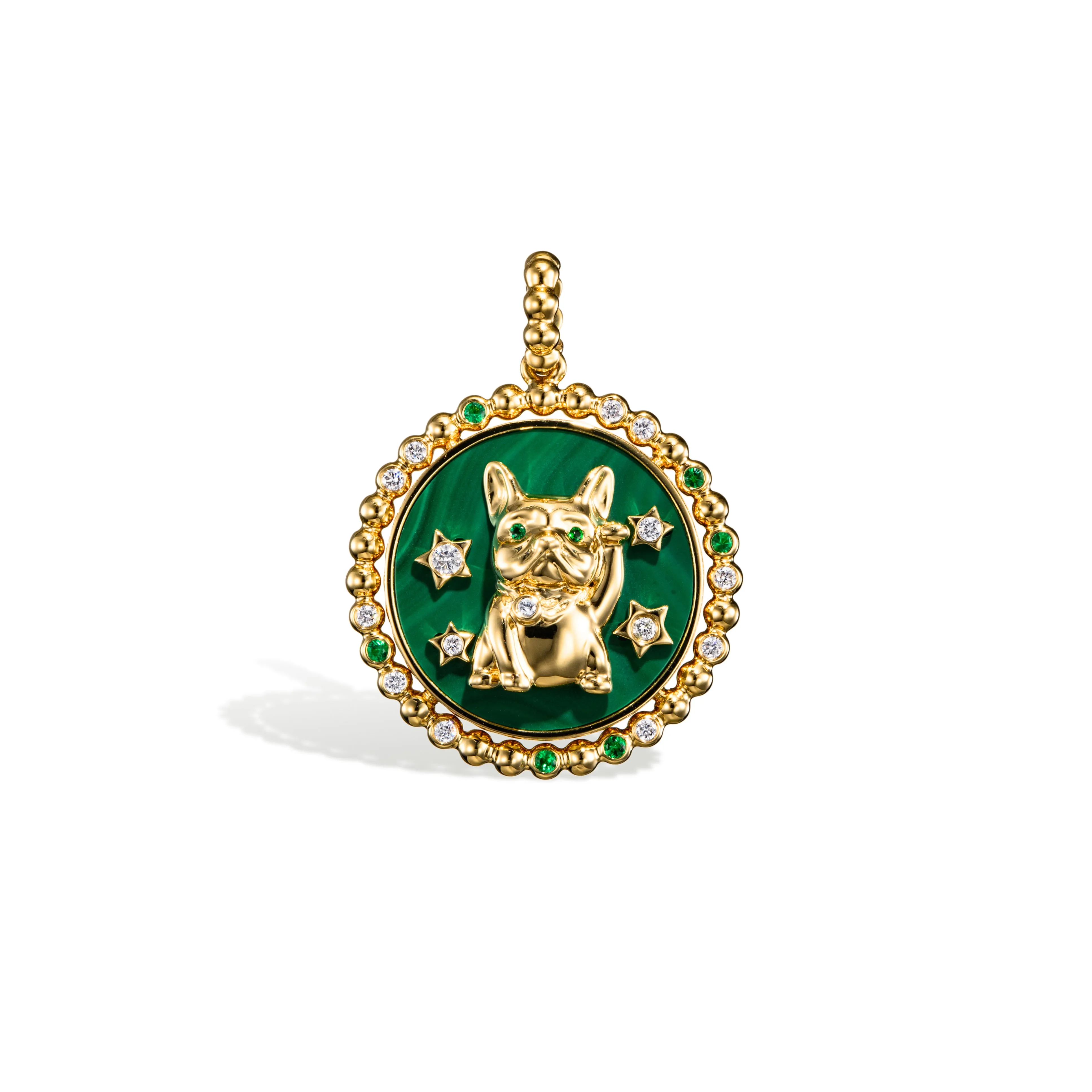 Malachite Lucky Pup Charm