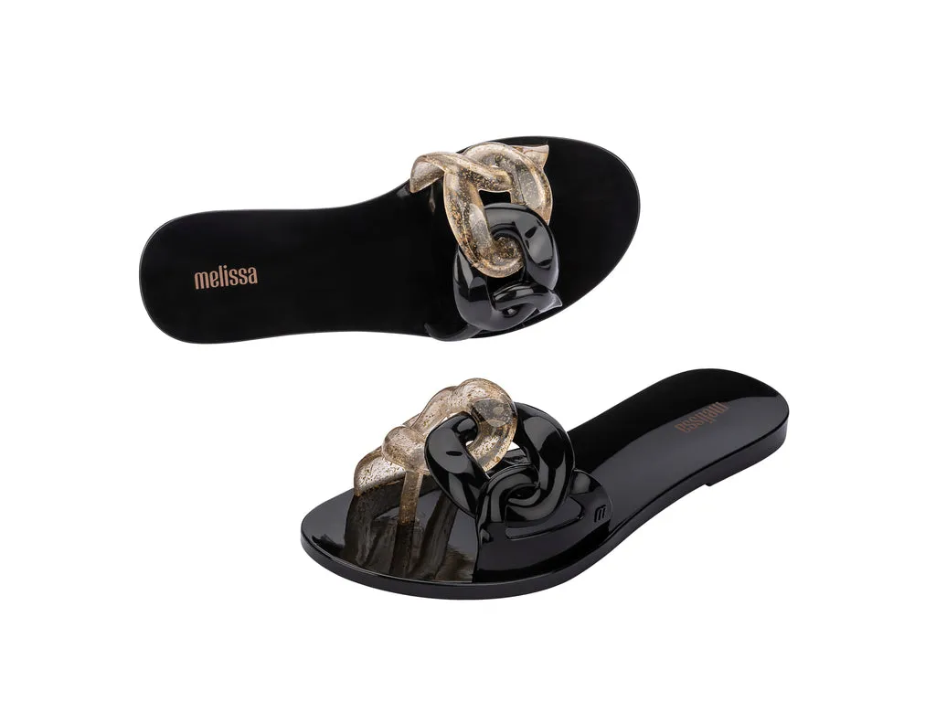 Melissa Jelly Chain AD Flat Black Flipflops For Women