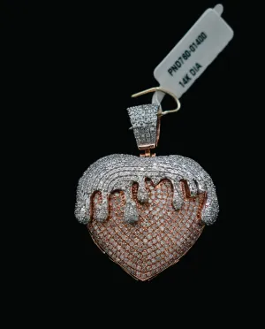 Melting Heart Pendant 14K Rose-White Gold With Diamond / 6.2gr