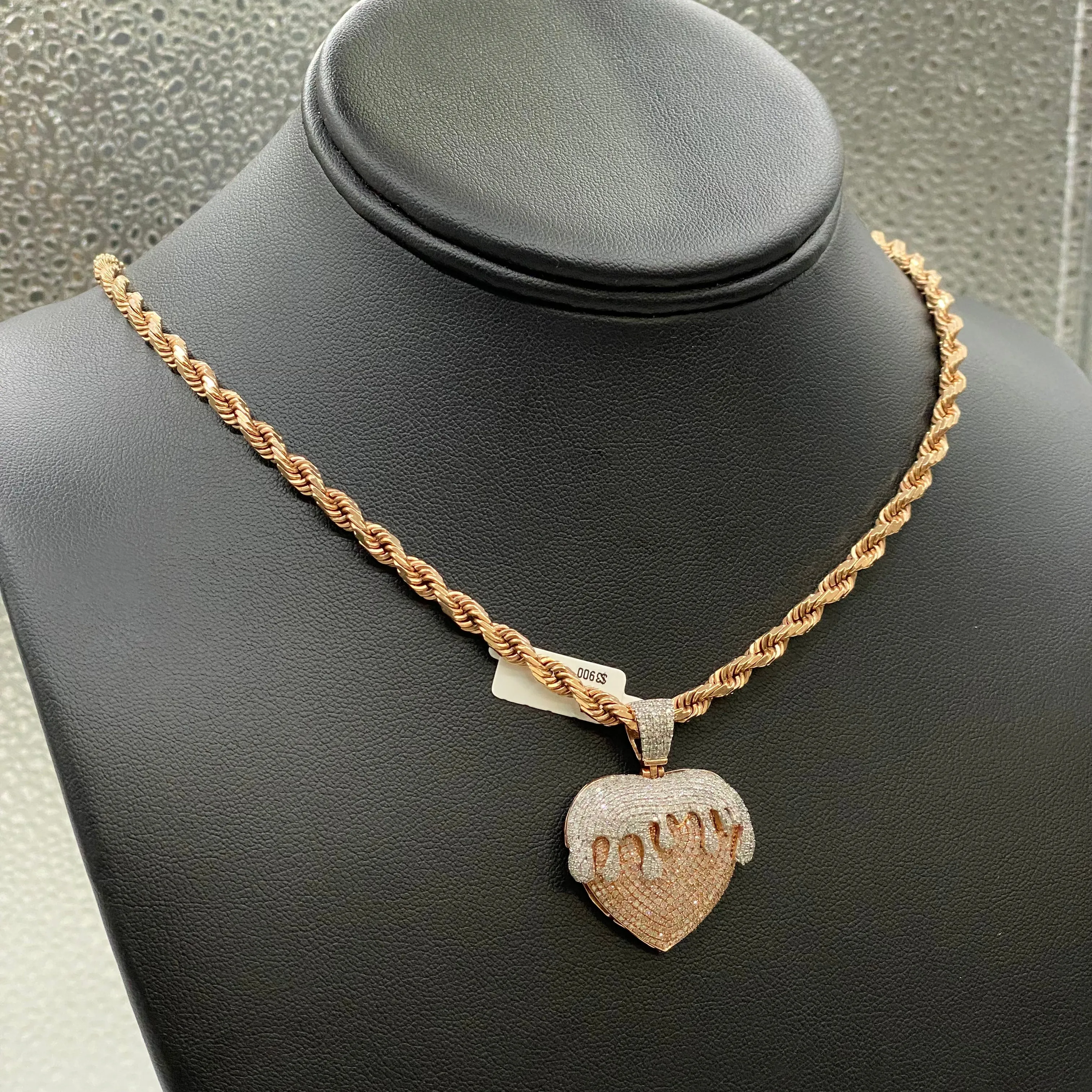 Melting Heart Pendant 14K Rose-White Gold With Diamond / 6.2gr