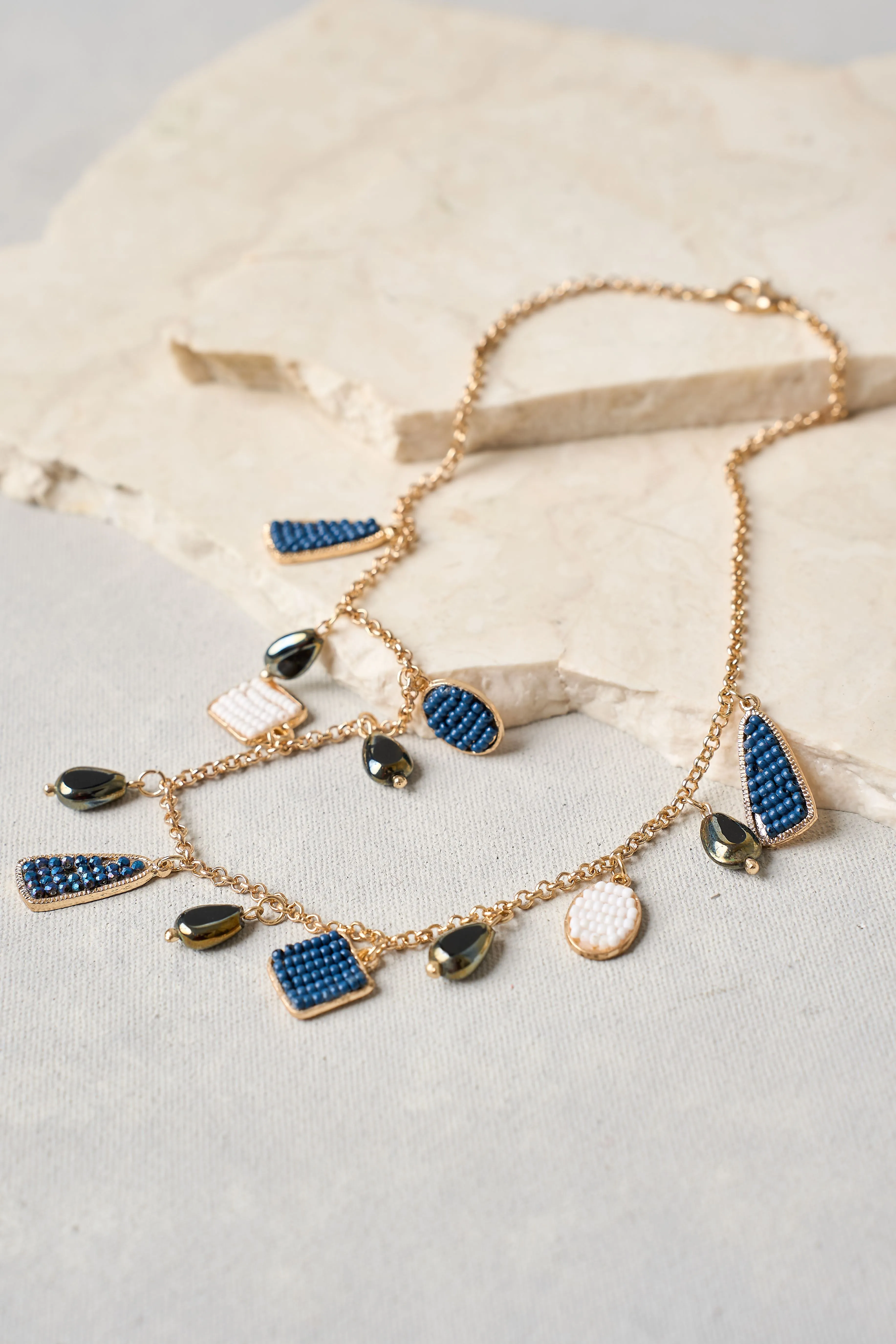 Midnight Shimmer Charm Necklace - Multicolour
