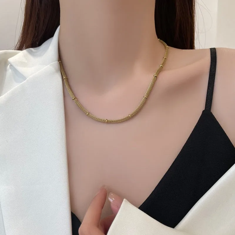 Minimalism Beads Welding Charms Snake Chain Choker Necklaces Pendants For Women