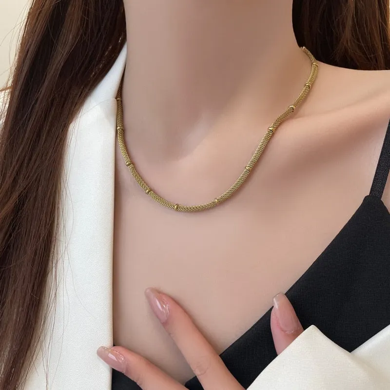 Minimalism Beads Welding Charms Snake Chain Choker Necklaces Pendants For Women