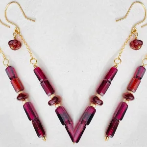 Mozambique Garnet Double Drop Earrings