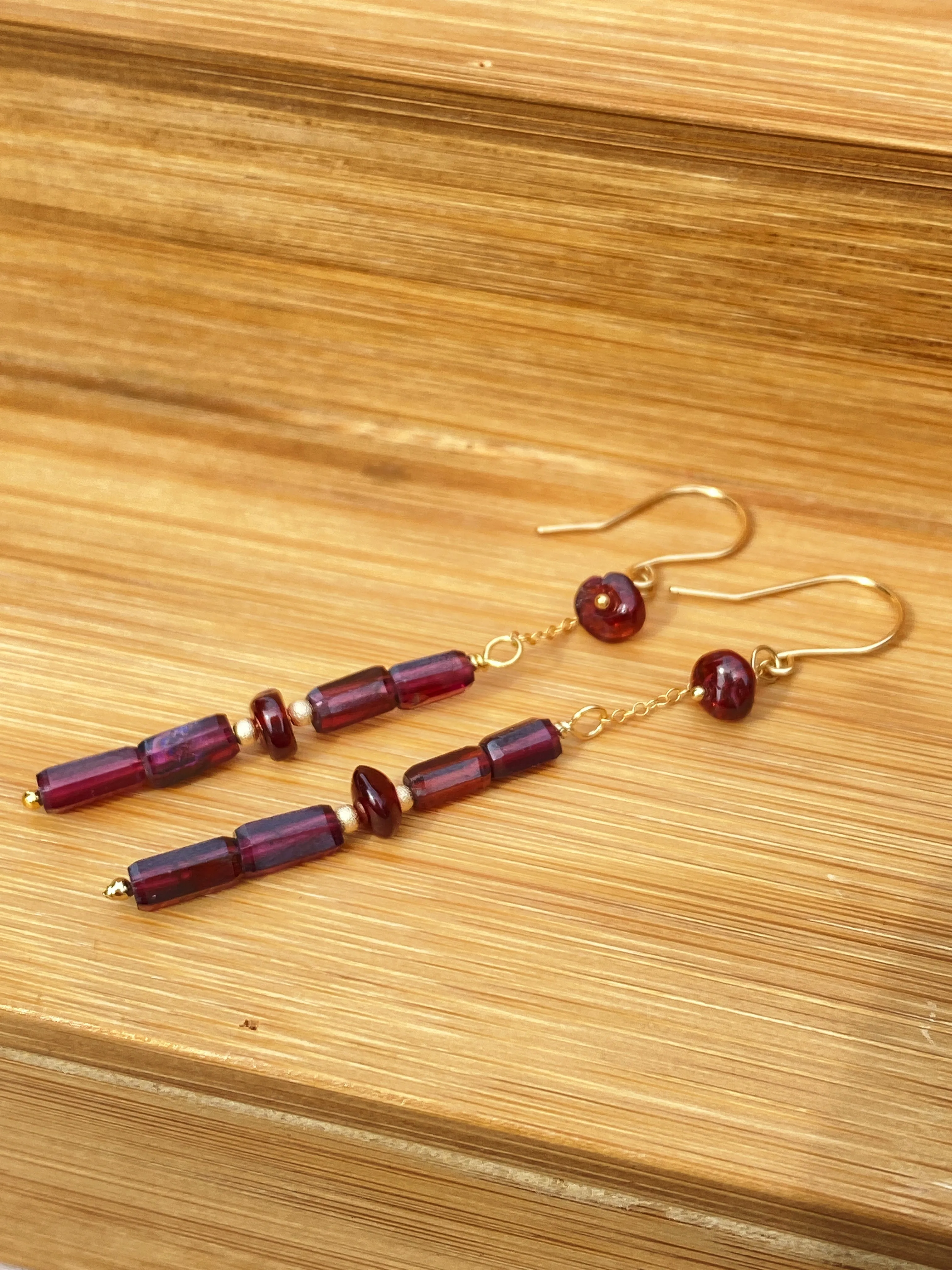 Mozambique Garnet Double Drop Earrings