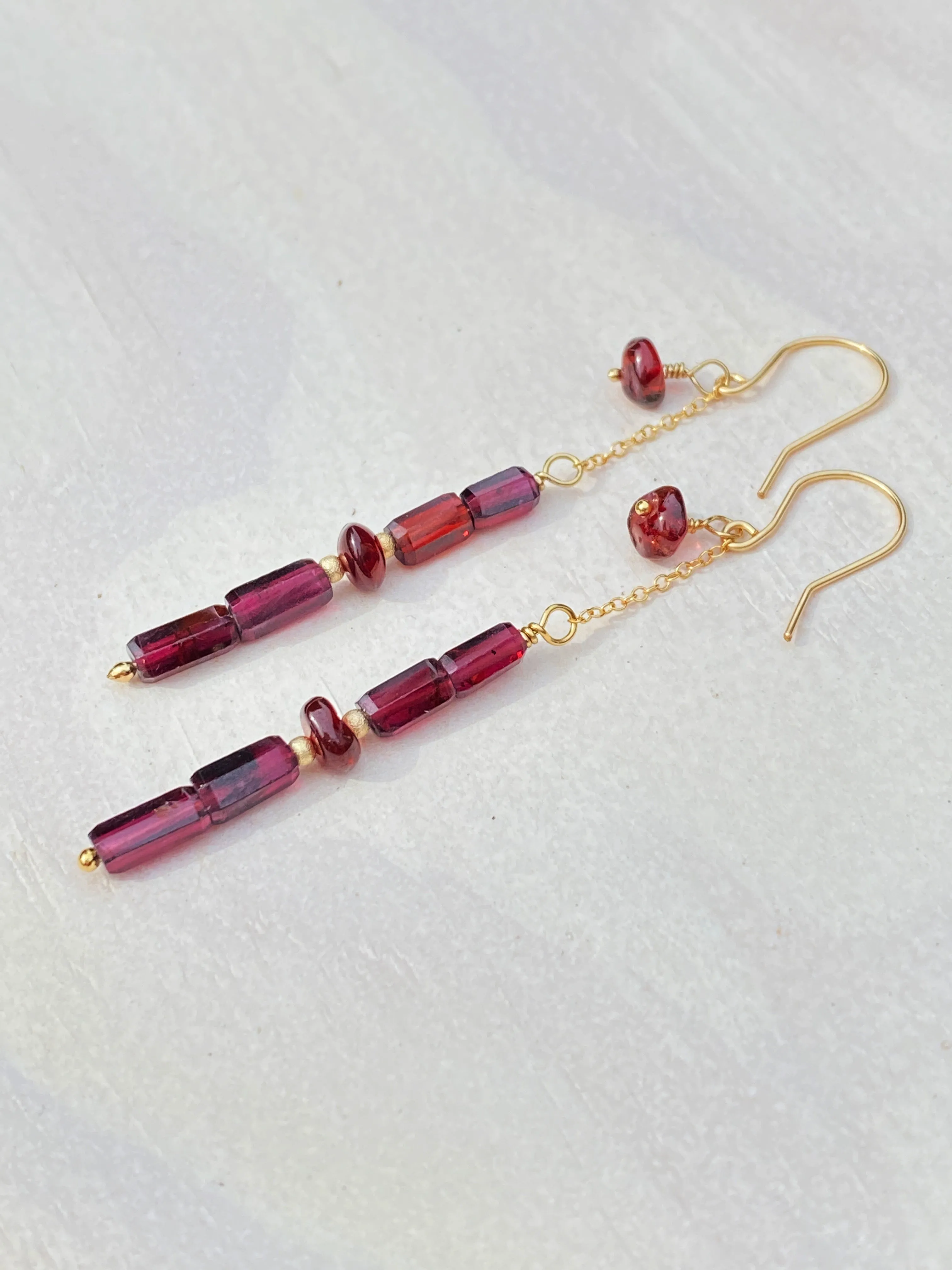 Mozambique Garnet Double Drop Earrings