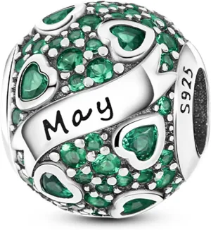 MULA Birthstone Charms 925 Sterling Silver for Bracelets and Necklaces - Dangle Pendants Beads With 5A Cubic Zirconia - Happy Birthday Mothers Day Jewelry