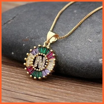 Multicolor Charming With Gold Touch Letter Pendants & Necklace