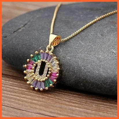 Multicolor Charming With Gold Touch Letter Pendants & Necklace