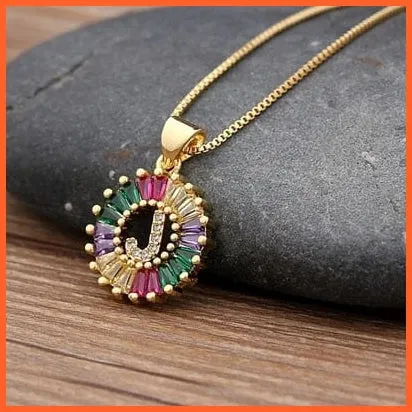 Multicolor Charming With Gold Touch Letter Pendants & Necklace