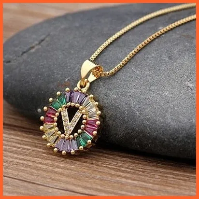 Multicolor Charming With Gold Touch Letter Pendants & Necklace