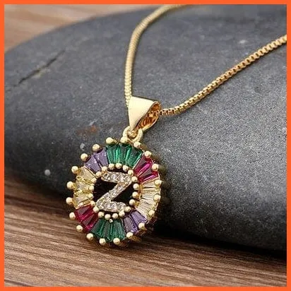 Multicolor Charming With Gold Touch Letter Pendants & Necklace
