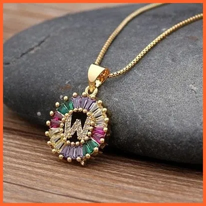 Multicolor Charming With Gold Touch Letter Pendants & Necklace